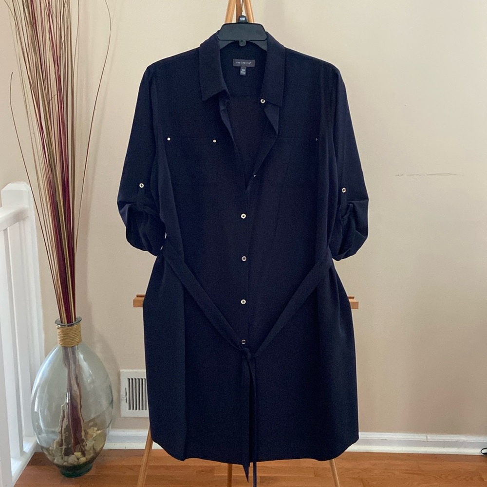 Navy blue button up shirt dress size 18W